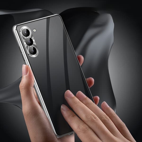 Etui til Samsung Galaxy S23 Plus, magnetisk dobbeltglas, sølv