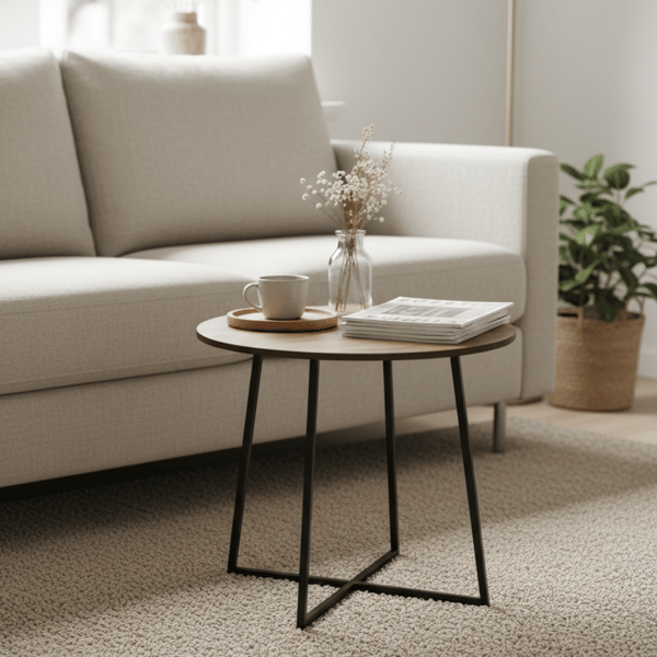 Loft musta pyöreä sivupöytä
