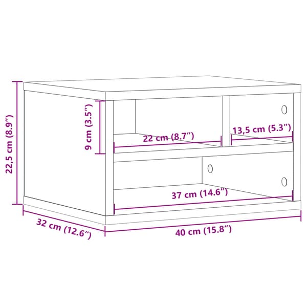 vidaXL printerstativ hvid 40x32x22,5 cm