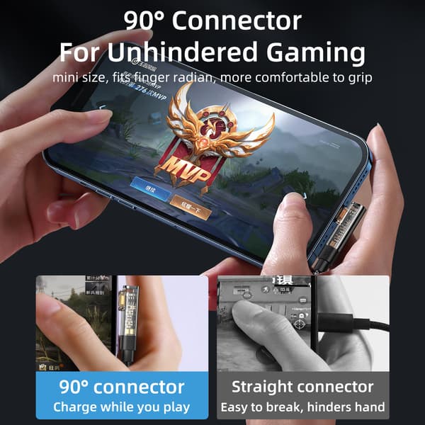 Vinklad kabel för iPhone USB-A - Lightning 2.4A 1.2m blå