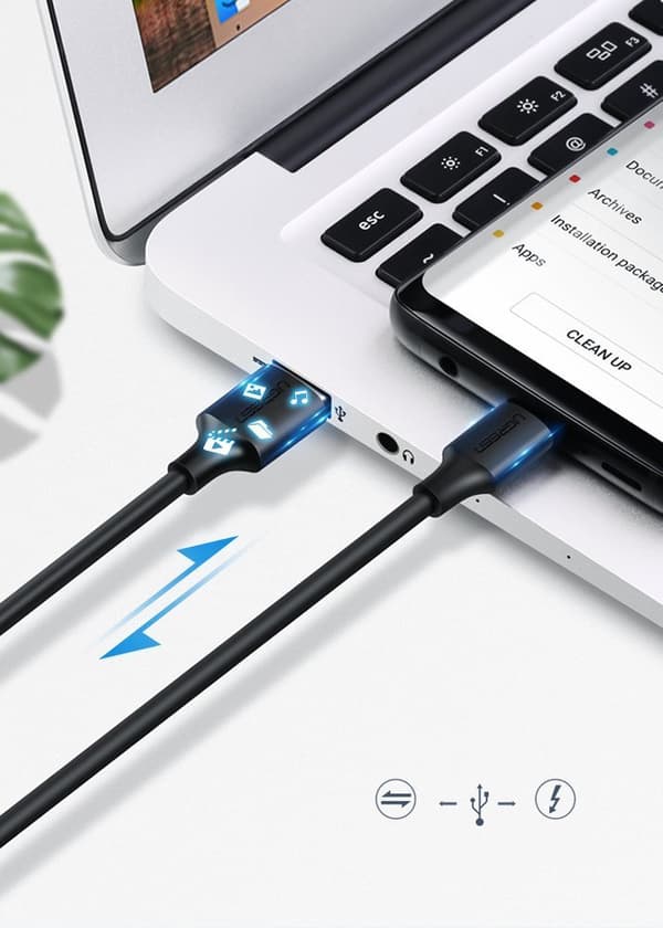 USB - USB-C 2A -kaapeli 0,5 m musta