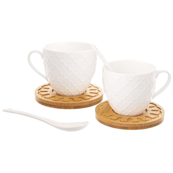 WHITELINE PORCELÆNKOPPER MED UNDERKOPPER SÆT MED 2 250 ML