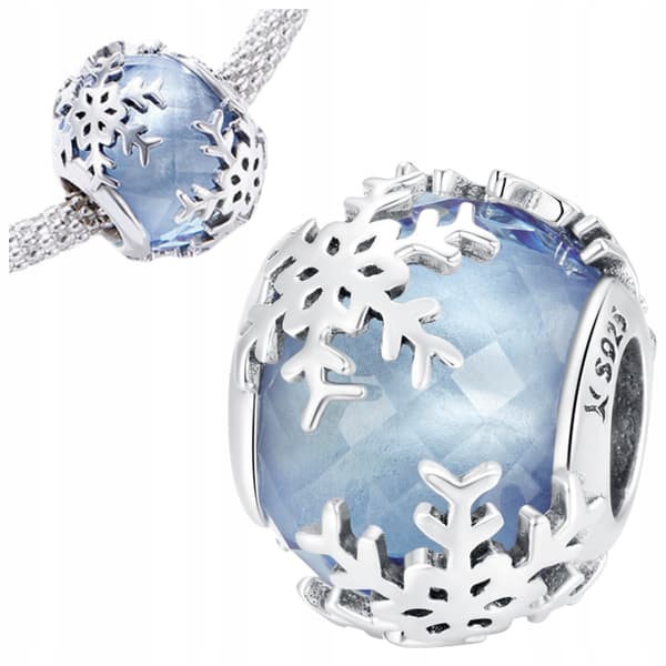Snöflingeberlocker snöflingor blå S925 silver 925 pärla pärlor