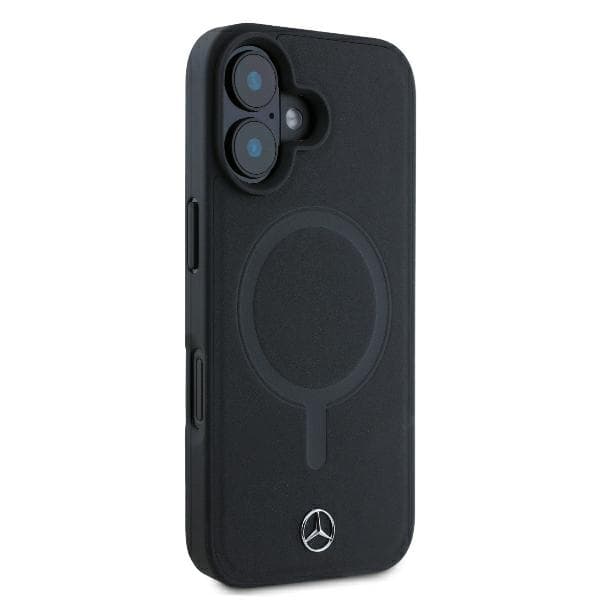 Mercedes Smooth Læder MagSafe-etui til iPhone 16 Plus, Sort