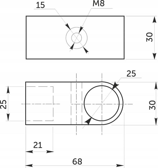 ENKELTARMET ENDEFORBINDELSESRØR R42m fi25mm HYLDE