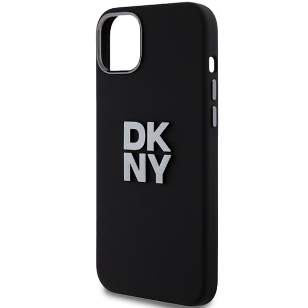 DKNY Liquid Silicone Metal Logo Cover til iPhone 15, Sort