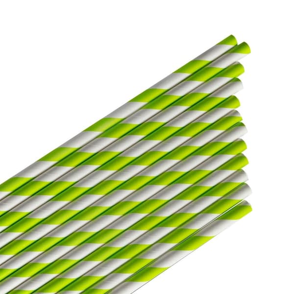 Papirsugerør lime striber 144 stk