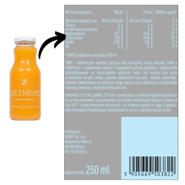 Sadvit DrinkMe äppel-apelsinjuice - 250 ml