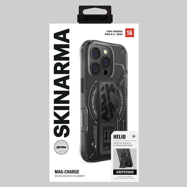 Skinarma Helio-etui med stativ til MagSafe til iPhone 16 Pro, sort