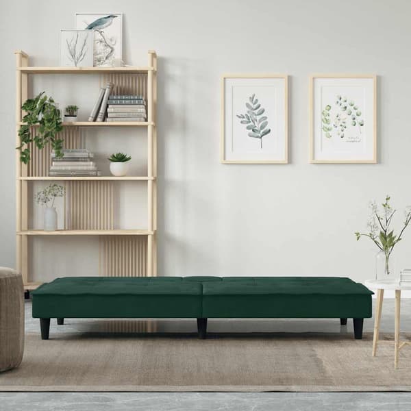 vidaXL sovesofa med kopholdere mørkegrøn fløjl