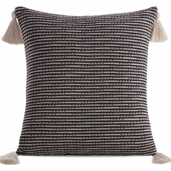 BOHO pudebetræk 45 cm x 45 cm sort frynser
