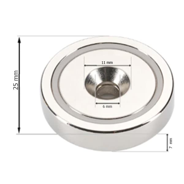 MAGNETISK HÅLLARE STÅLHUS SKRUV D25 mm