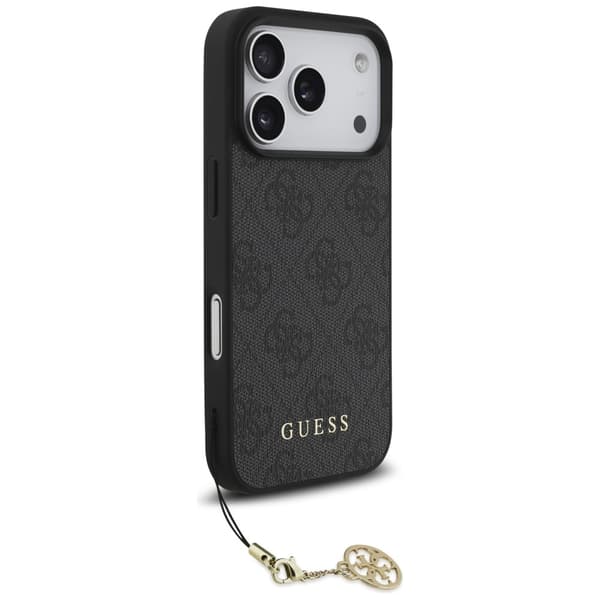 Guess 4G Charms Collection MagSafe -kotelo iPhone 17 Prolle, musta