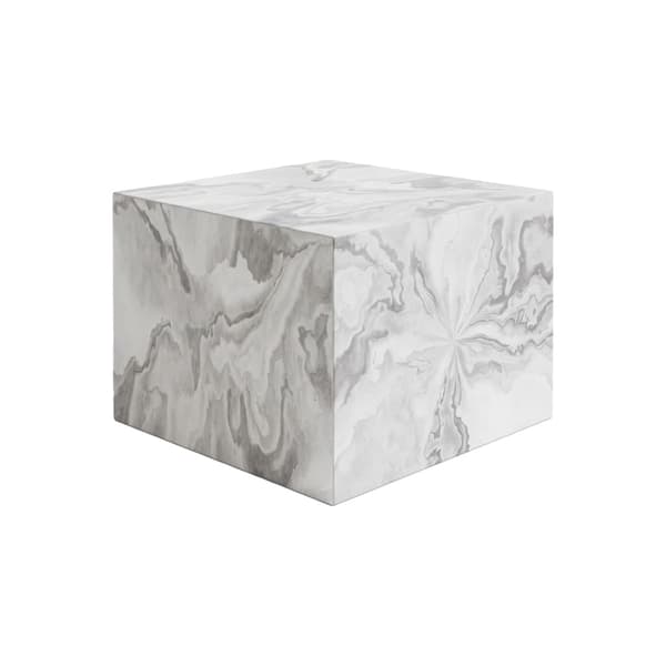 Modern fotpall/puff kub "vit marmor"