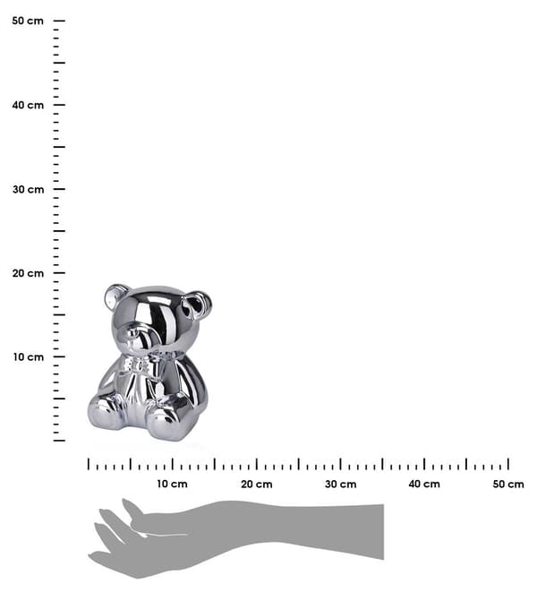 Keramisk nallebjörnsspargris, silver