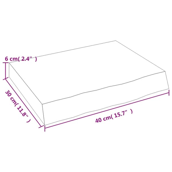 vidaXL hylde mørkebrun 40x30x(2-6) cm egetræsfinish