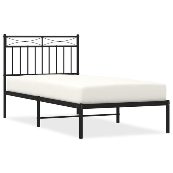 vidaXL metalsengestel med hovedgærde sort 90x190 cm