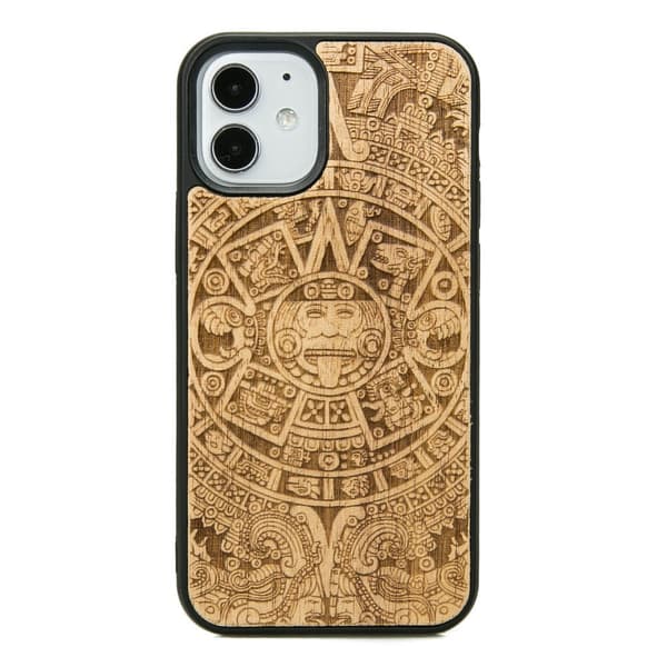 Træetui til iPhone 12 Mini AZTEC KALENDER ANIEGRE