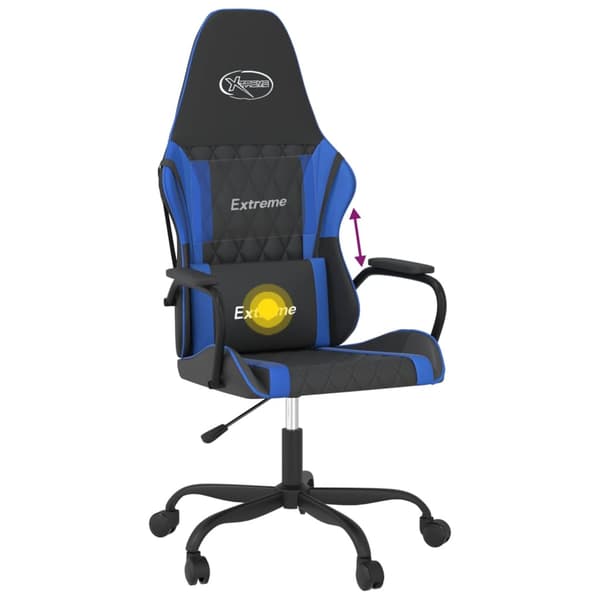 vidaXL massage-gamingstol, sort og blå, kunstlæder