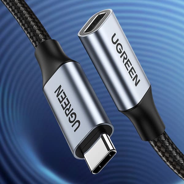 USB-C PD QC Förlängningskabel 100W 5A 10Gbps 0,5m - Grå