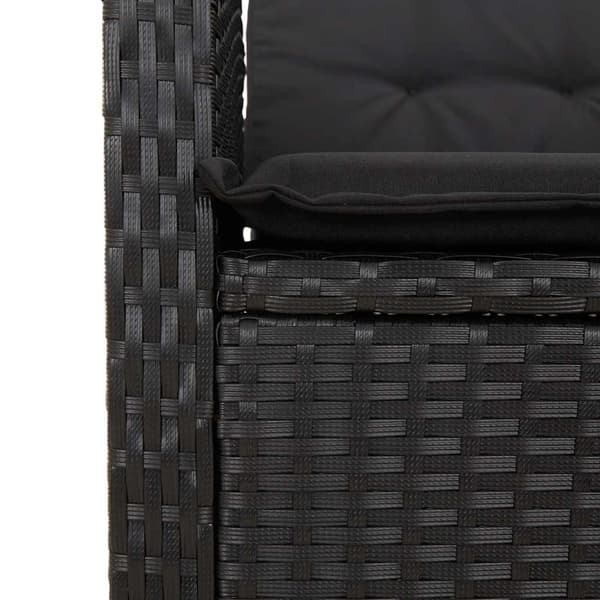 vidaXL havestol med hynder, sort polyrattan