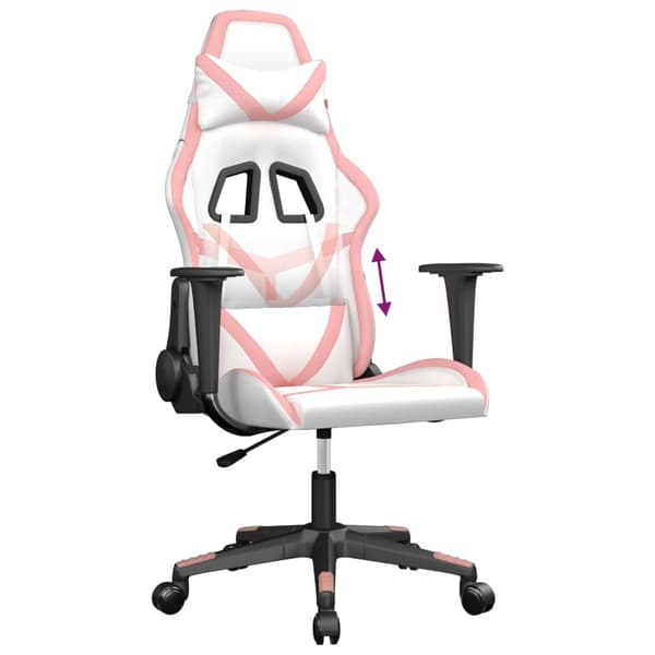 vidaXL gamingstol, hvid og pink, kunstlæder