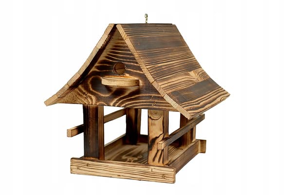 Massiv træfoderautomat XXL TIL fuglefoderautomat lavet af træ 25x26x30CM