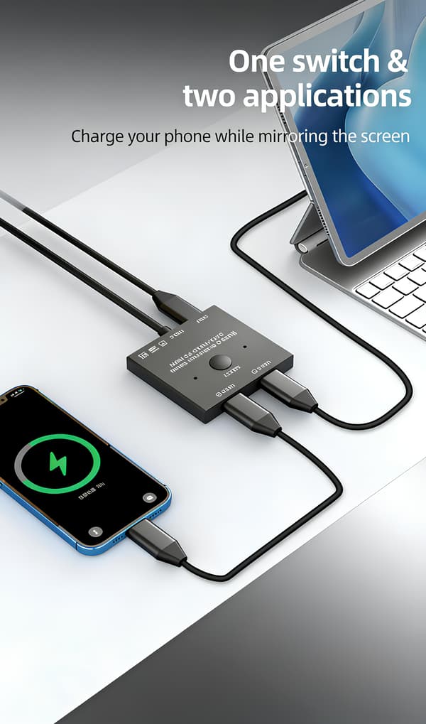 Typ-C KVM2 3.1 Thunderbolt 3-switch 2 ingångar 1 utgång Modell AB201