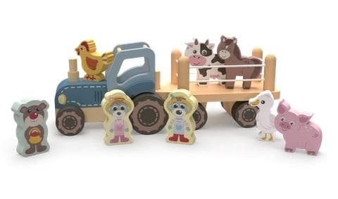 Trælegetøj - Traktor. Babaski og bamse TREFL
