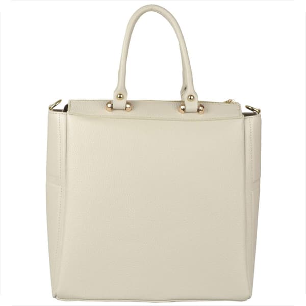 Elegant koffertväska i läder, ljusbeige