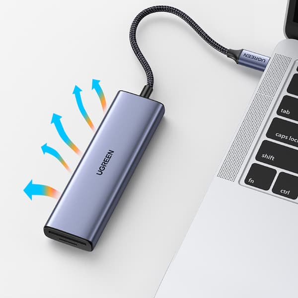 6in1 HUB-sovitin USB-C - HDMI / USB-A / SD TF -kortinlukija - harmaa