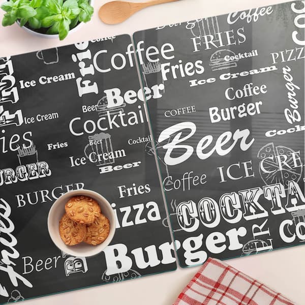 Glaskärbräden med restaurangmenygrafik 2x40x52 cm