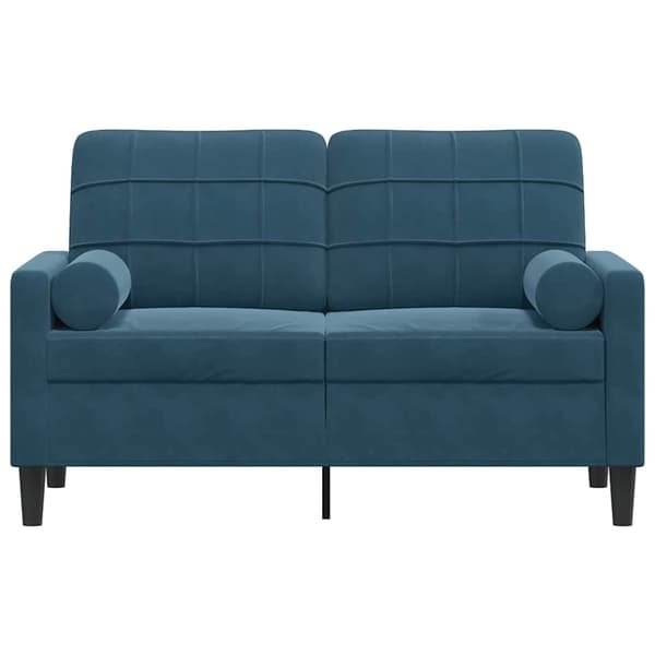 vidaXL 2-sitssoffa med kuddar, blå, 120 cm, sammet