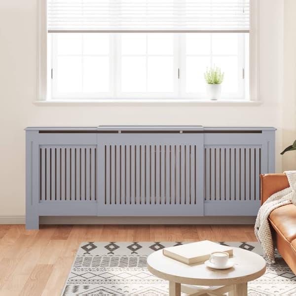 vidaXL Radiatorskydd, MDF, Grå, 205 cm