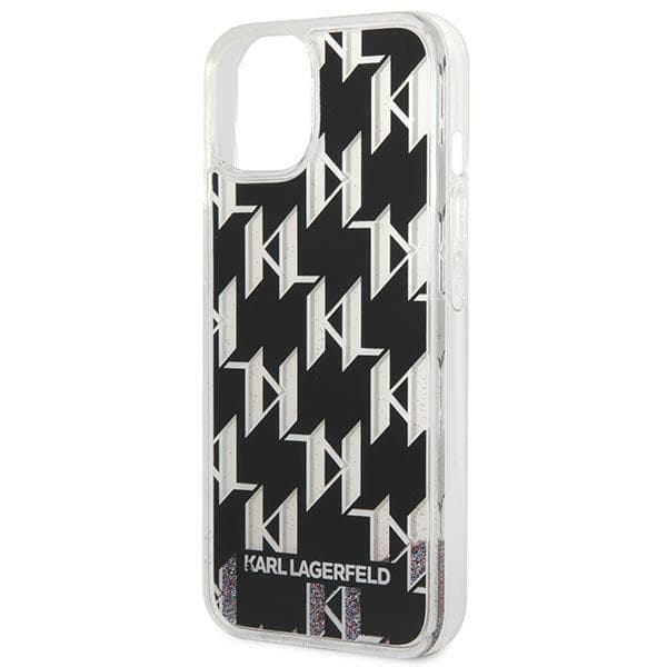 Karl Lagerfeld Liquid Glitter Monogram-cover til iPhone 14 Plus, sort