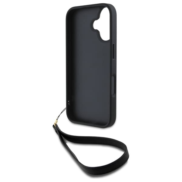 DKNY Wrist Strap Stock Logo-cover til iPhone 16, sort