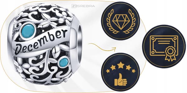 Berlocker månader december pärlor silver 925 pärla blå stenar
