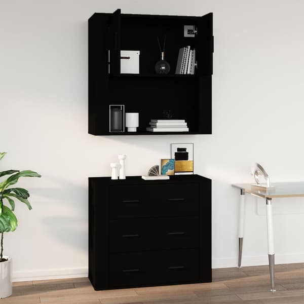 vidaXL vægskab sort 80x33x80 cm træbaseret materiale