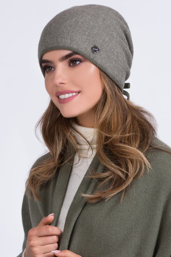 SIMA ulden houndstooth-hat til dame, khakifarvet