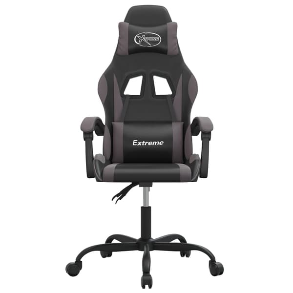 vidaXL drejelig gamingstol, sort og grå, kunstlæder