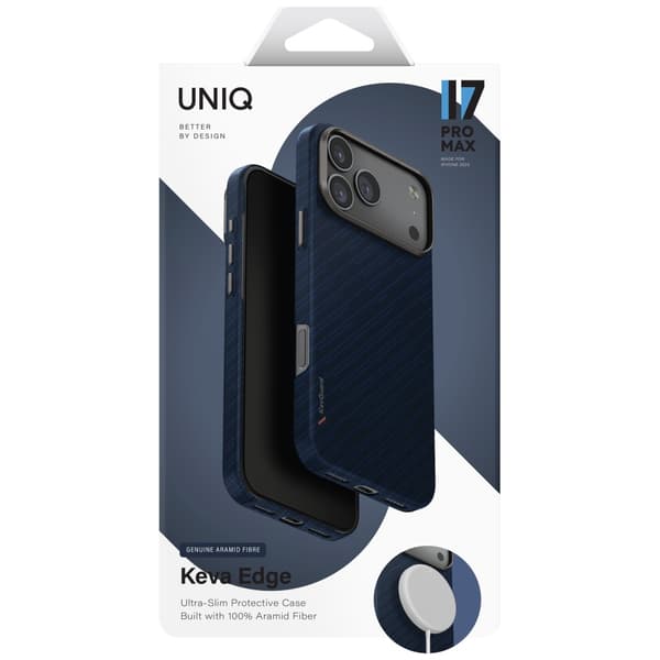 UNIQ Keva EDGE MagSafe-etui til iPhone 17 Pro Max, blå