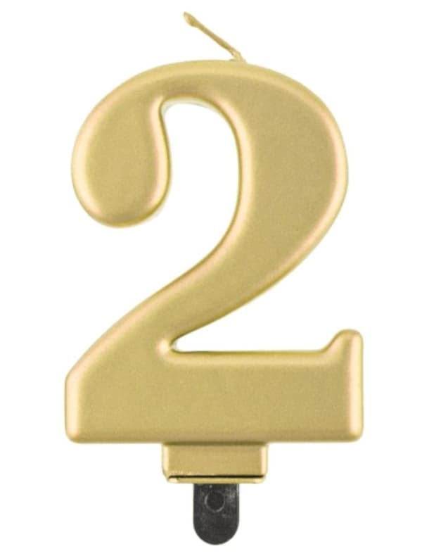 Nummerljus 2 Beauty&Charm metallic guld 8cm