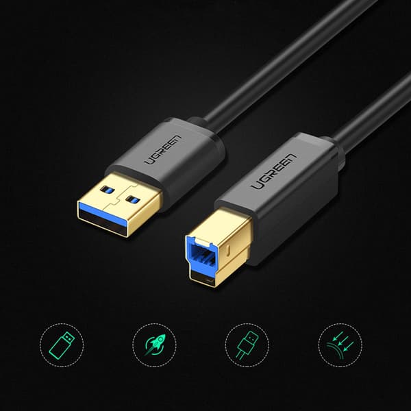 Skrivarkabel USB-A - USB-B 5Gb/s 2m svart