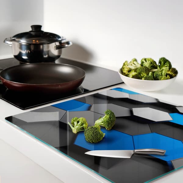 Dekorativ glastavle med 3D-grafik til servering af snacks 60x52 cm