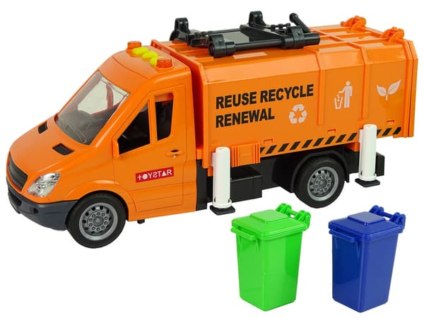 Skraldebil Friktionsdrev Lydeffekter Orange