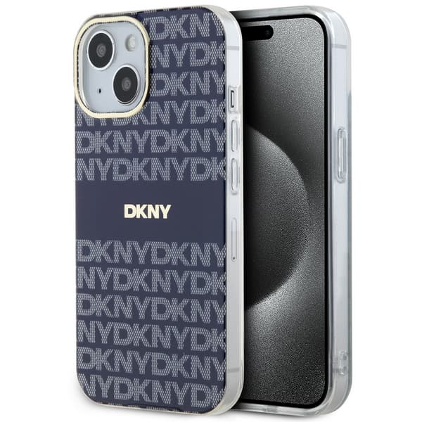 DKNY IML Mono & Stripe MagSafe-etui til iPhone 15, blå