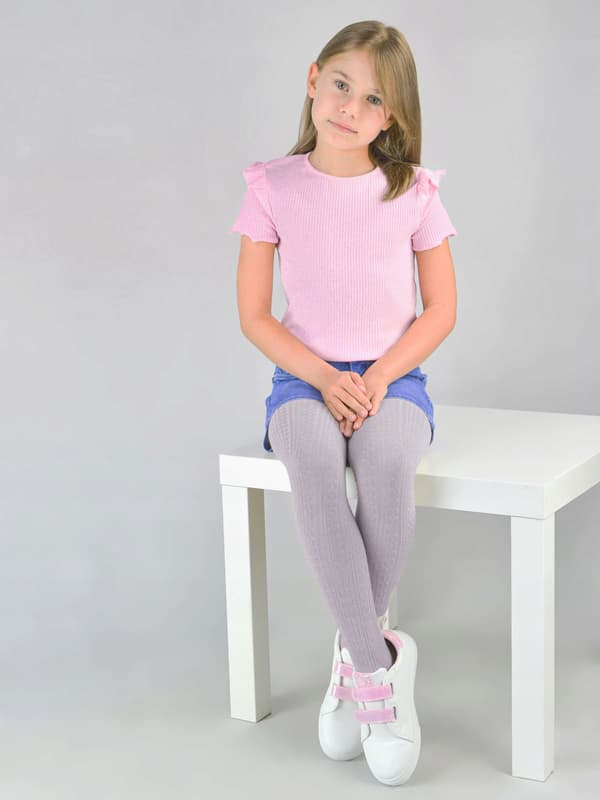 Bomuldsstrømper jacquard tyk vævet lyng 116/122