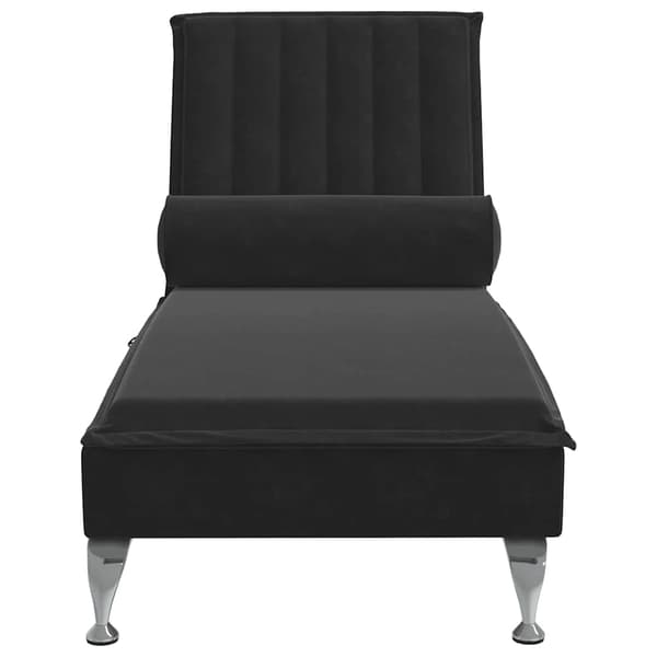 vidaXL massagechaiselong med rulle, sort, fløjl