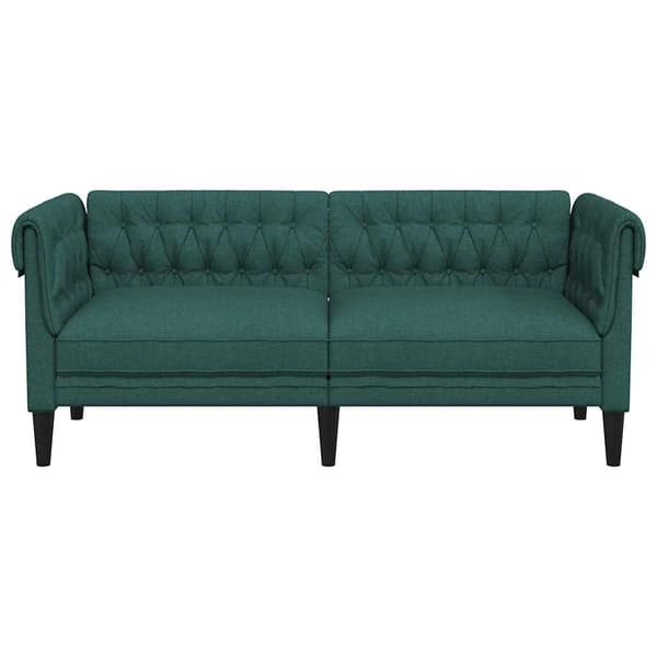 vidaXL Chesterfieldsoffa, 2-sits, mörkgrön, tygklädsel