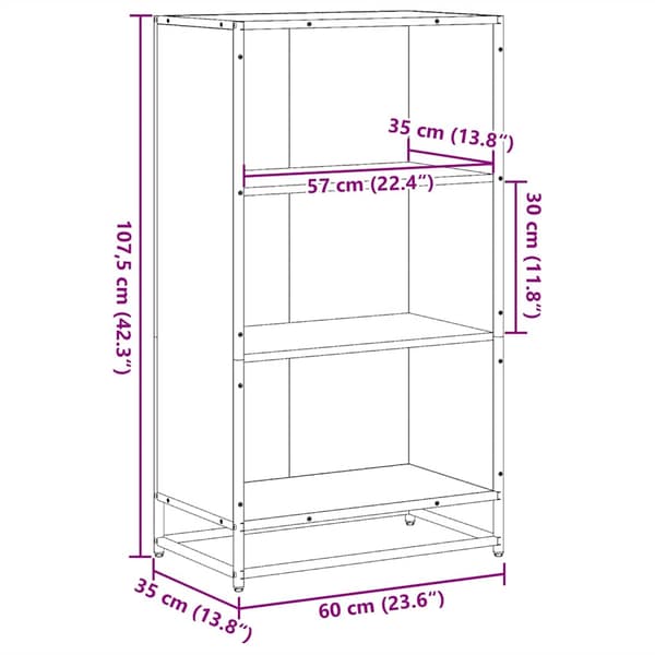 vidaXL bogreol, sort, 60x35x107,5 cm, træbaseret materiale